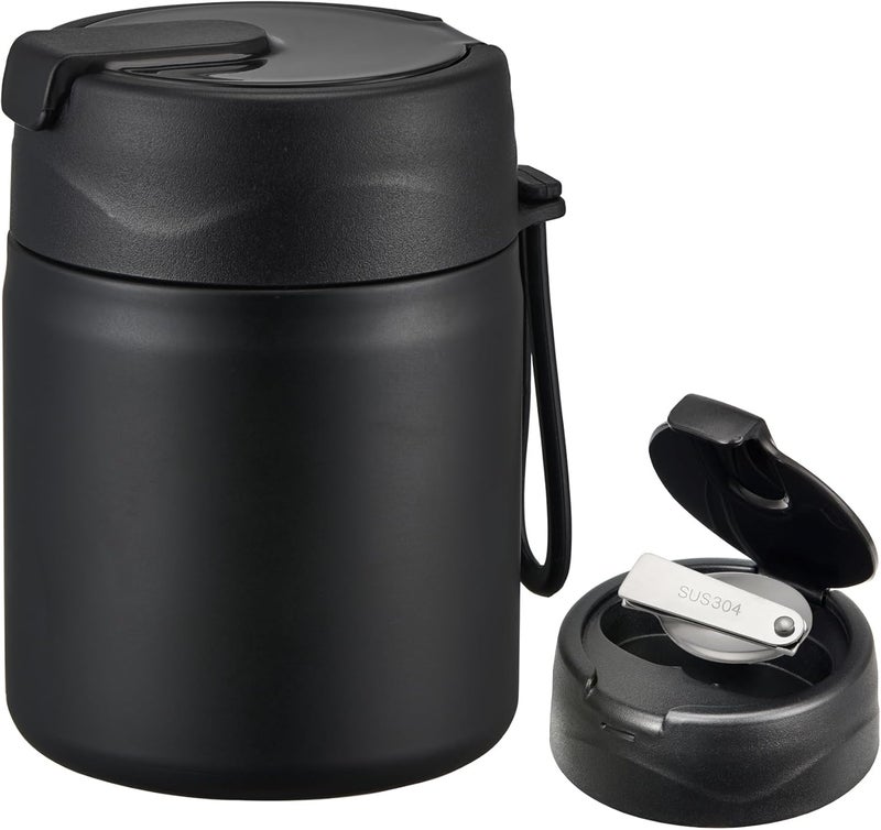 Howeemo 17oz Soup Thermo for Hot Food Kids,Insulated Food Jar with Spoon,Thermo Hot Food Lunch Container,Wide Mouth Leakproof Stainless Steel Lunch Box for School-Black - Image 1